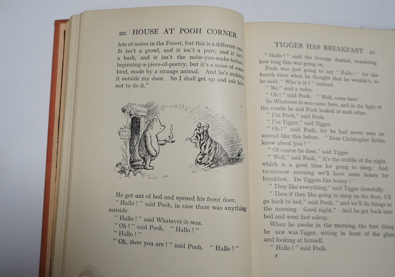 Milne, A.A. - The House at Pooh Corner. With Decorations by Ernest H. Shepard. First Edition. frontis & num. text illus. (some full page), illus. on e/ps.; publisher's gilt ruled and pictorial pink cloth, gilt top, sm.8v